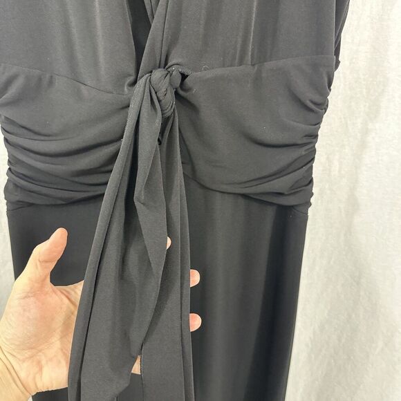 BCBG Paris Black Y2K Drape Tie Front Classic Dress Womens Size L - Picture 6 of 12